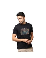 Music Retro Retro Radio Greys and Blues Pima Round Neck T-shirt - Black